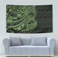 Green Couple Dolphins Maori Polynesian Style Tapestry