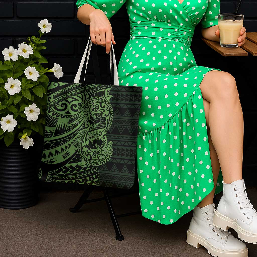 Green Couple Dolphins Maori Polynesian Style Tote Bag - Polynesian Pride