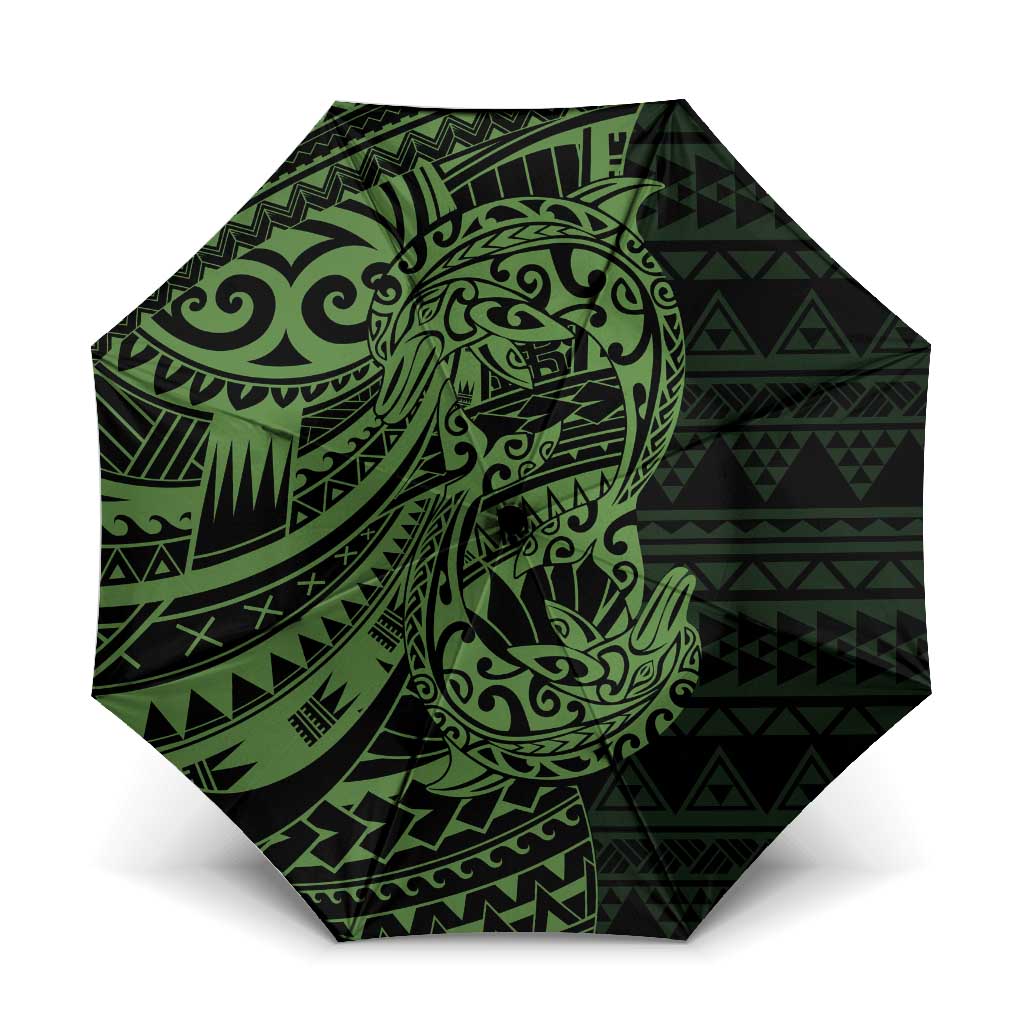 Green Couple Dolphins Maori Polynesian Style Umbrella - Polynesian Pride