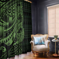 Green Couple Dolphins Maori Polynesian Style Window Curtain