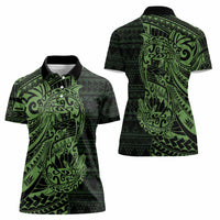 Green Couple Dolphins Maori Polynesian Style Women Polo Shirt