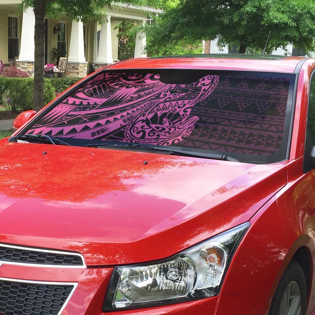 Pink Couple Dolphins Maori Polynesian Style Auto Sun Shade - Polynesian Pride