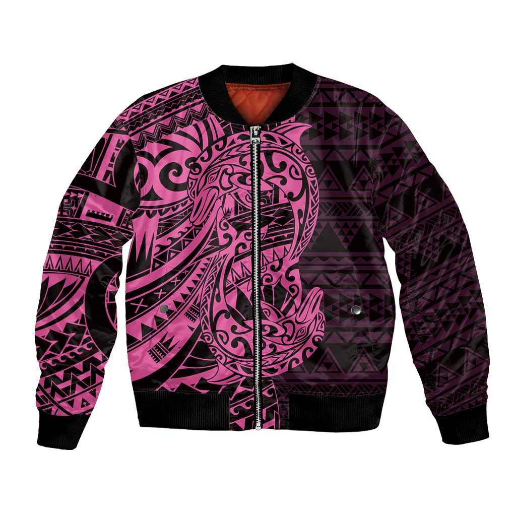 Pink Couple Dolphins Maori Polynesian Style Bomber Jacket LT9 Unisex Pink - Polynesian Pride