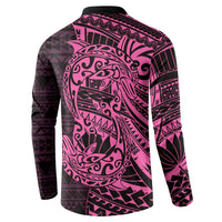Pink Couple Dolphins Maori Polynesian Style Button Sweatshirt