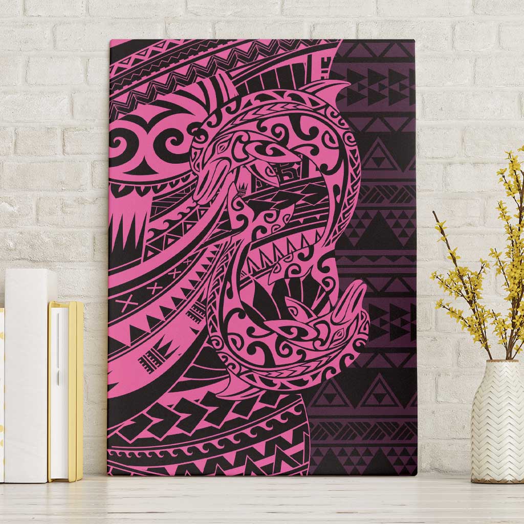 Pink Couple Dolphins Maori Polynesian Style Canvas Wall Art