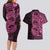 Pink Couple Dolphins Maori Polynesian Style Couples Matching Long Sleeve Bodycon Dress and Hawaiian Shirt