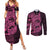 Pink Couple Dolphins Maori Polynesian Style Couples Matching Summer Maxi Dress and Long Sleeve Button Shirt