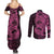 Pink Couple Dolphins Maori Polynesian Style Couples Matching Summer Maxi Dress and Long Sleeve Button Shirt