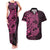 Pink Couple Dolphins Maori Polynesian Style Couples Matching Tank Maxi Dress and Hawaiian Shirt