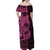 Pink Couple Dolphins Maori Polynesian Style Family Matching Off Shoulder Maxi Dress and Hawaiian Shirt