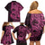 Pink Couple Dolphins Maori Polynesian Style Family Matching Off Shoulder Short Dress and Hawaiian Shirt