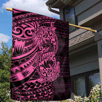 Pink Couple Dolphins Maori Polynesian Style Garden Flag