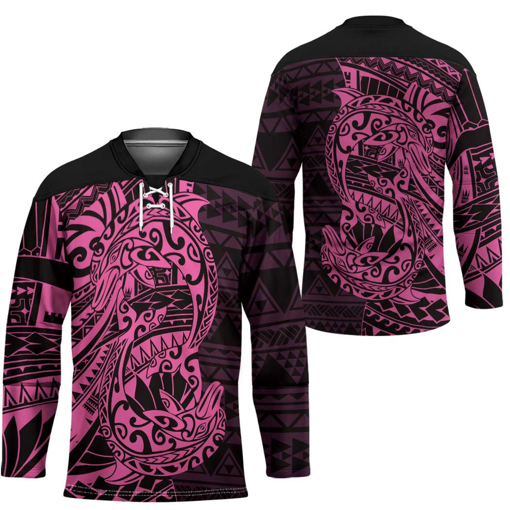 Pink Couple Dolphins Maori Polynesian Style Hockey Jersey - Polynesian Pride