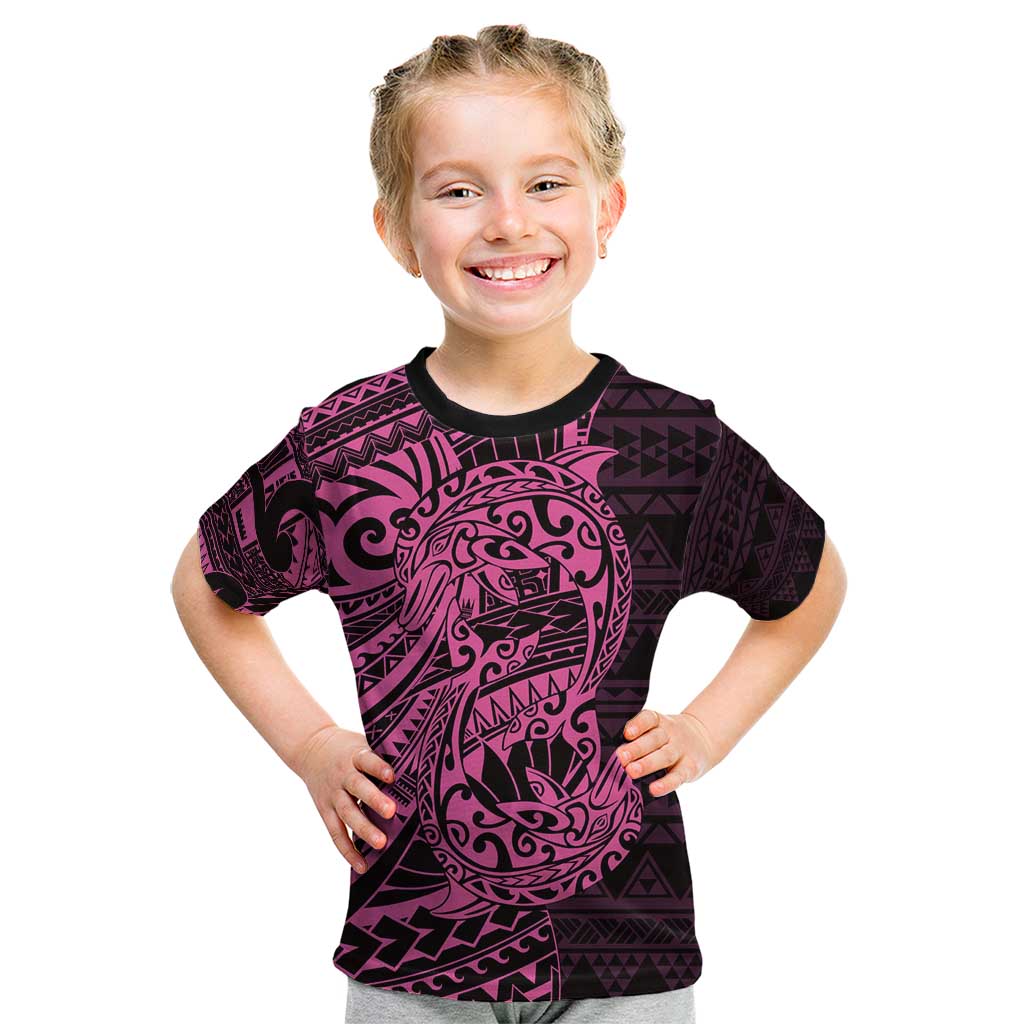 Pink Couple Dolphins Maori Polynesian Style Kid T Shirt