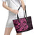 Pink Couple Dolphins Maori Polynesian Style Leather Tote Bag