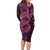 Pink Couple Dolphins Maori Polynesian Style Long Sleeve Bodycon Dress