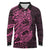 Pink Couple Dolphins Maori Polynesian Style Long Sleeve Polo Shirt