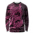 Pink Couple Dolphins Maori Polynesian Style Long Sleeve Shirt