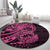 Pink Couple Dolphins Maori Polynesian Style Round Carpet