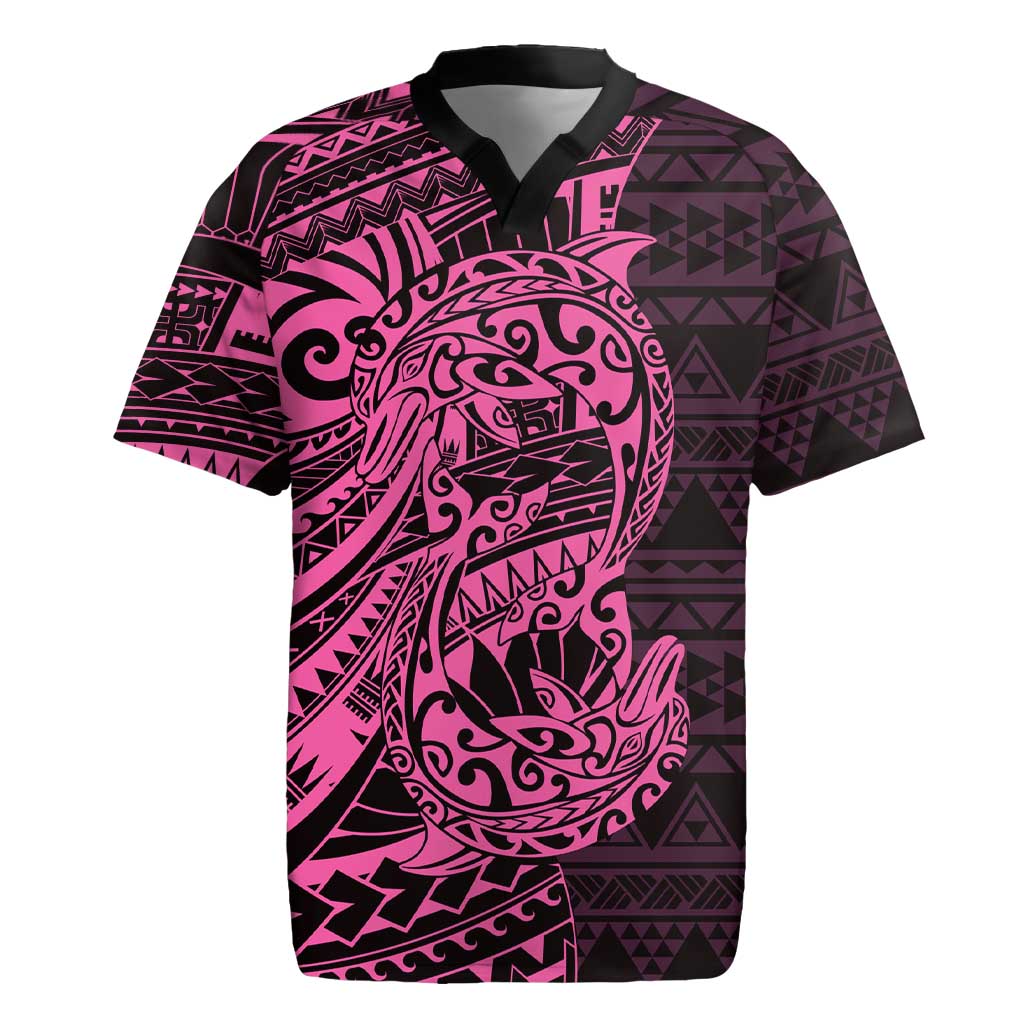 Pink Couple Dolphins Maori Polynesian Style Rugby Jersey