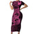 Pink Couple Dolphins Maori Polynesian Style Short Sleeve Bodycon Dress