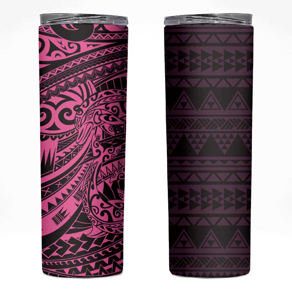 Pink Couple Dolphins Maori Polynesian Style Skinny Tumbler