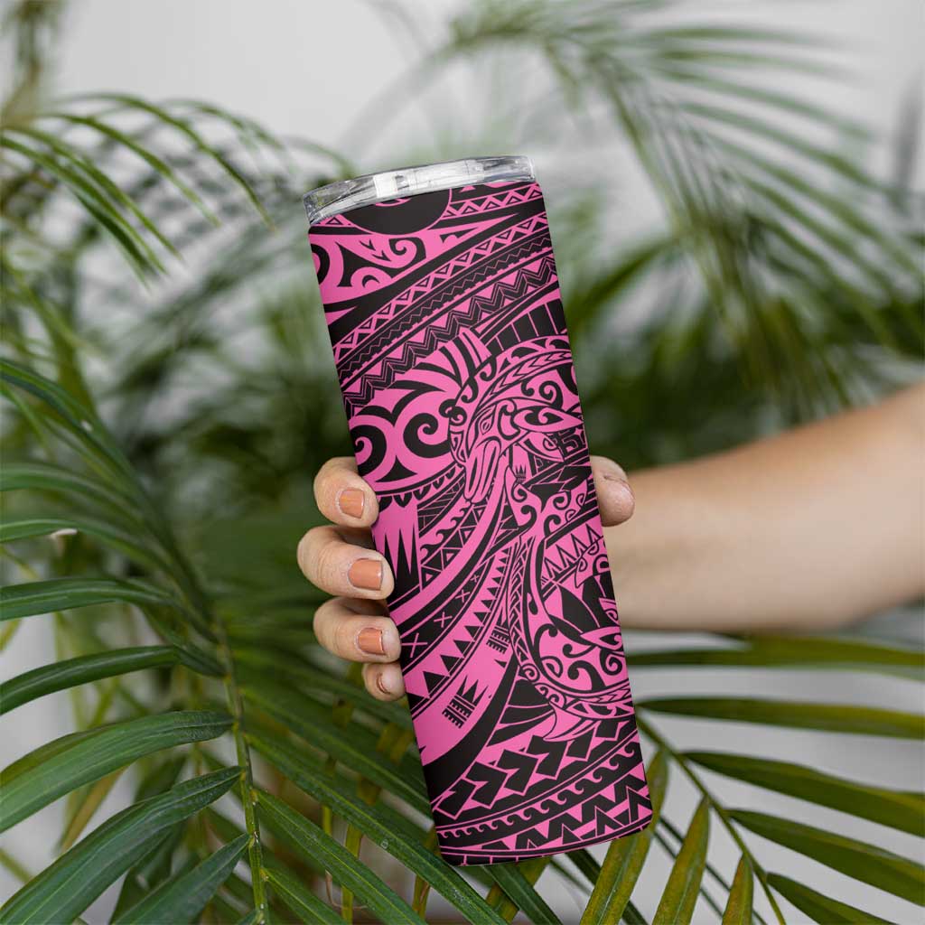 Pink Couple Dolphins Maori Polynesian Style Skinny Tumbler LT9 - Polynesian Pride