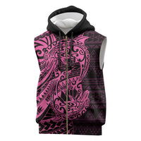 Pink Couple Dolphins Maori Polynesian Style Sleeveless Zip Hoodie - Polynesian Pride