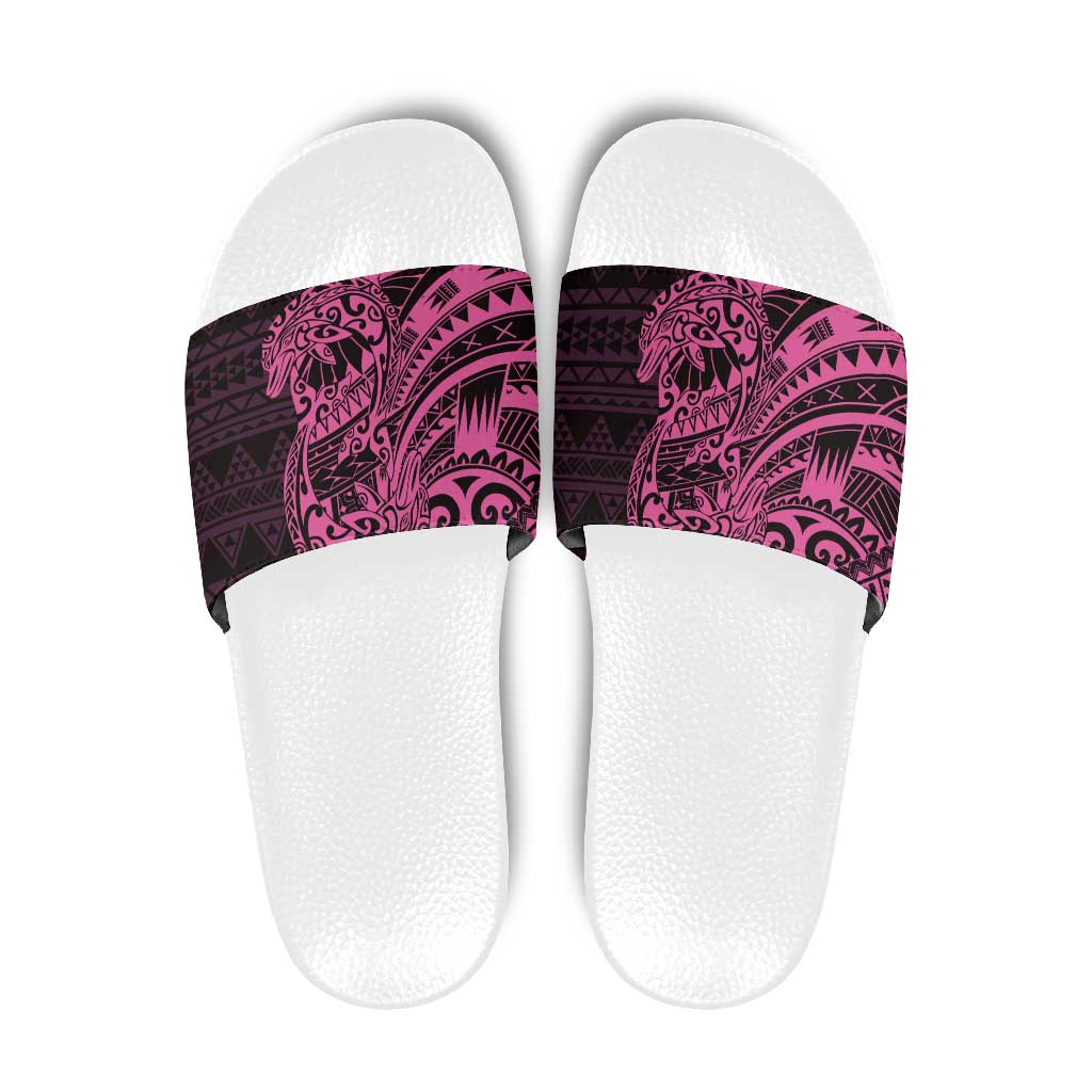 Pink Couple Dolphins Maori Polynesian Style Slide Sandals - Polynesian Pride