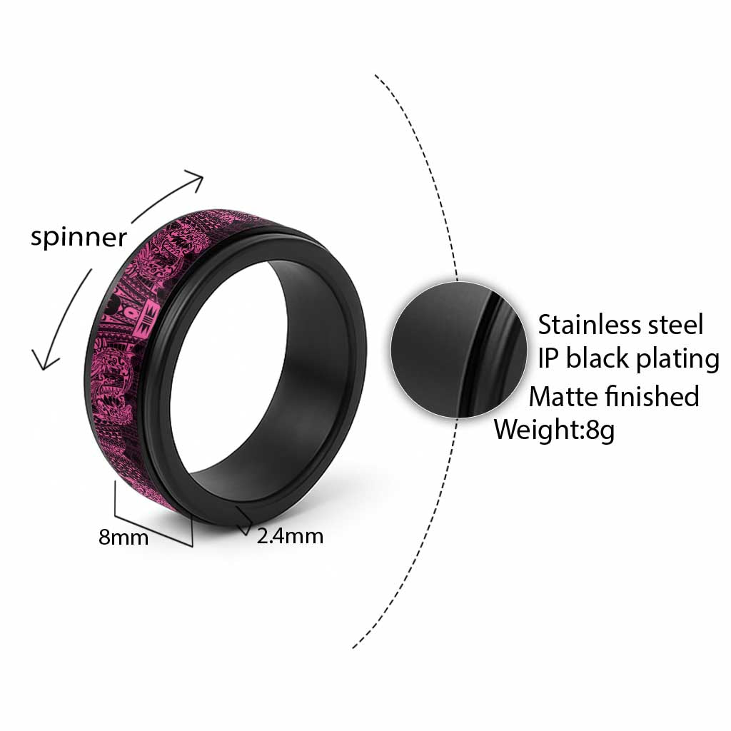 Pink Couple Dolphins Maori Polynesian Style Spinner Ring - Polynesian Pride