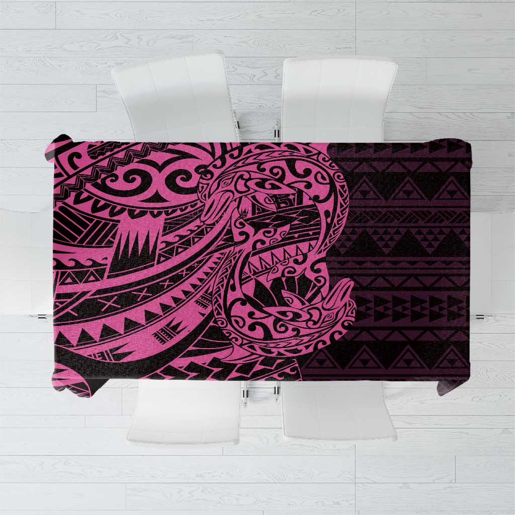 Pink Couple Dolphins Maori Polynesian Style Tablecloth