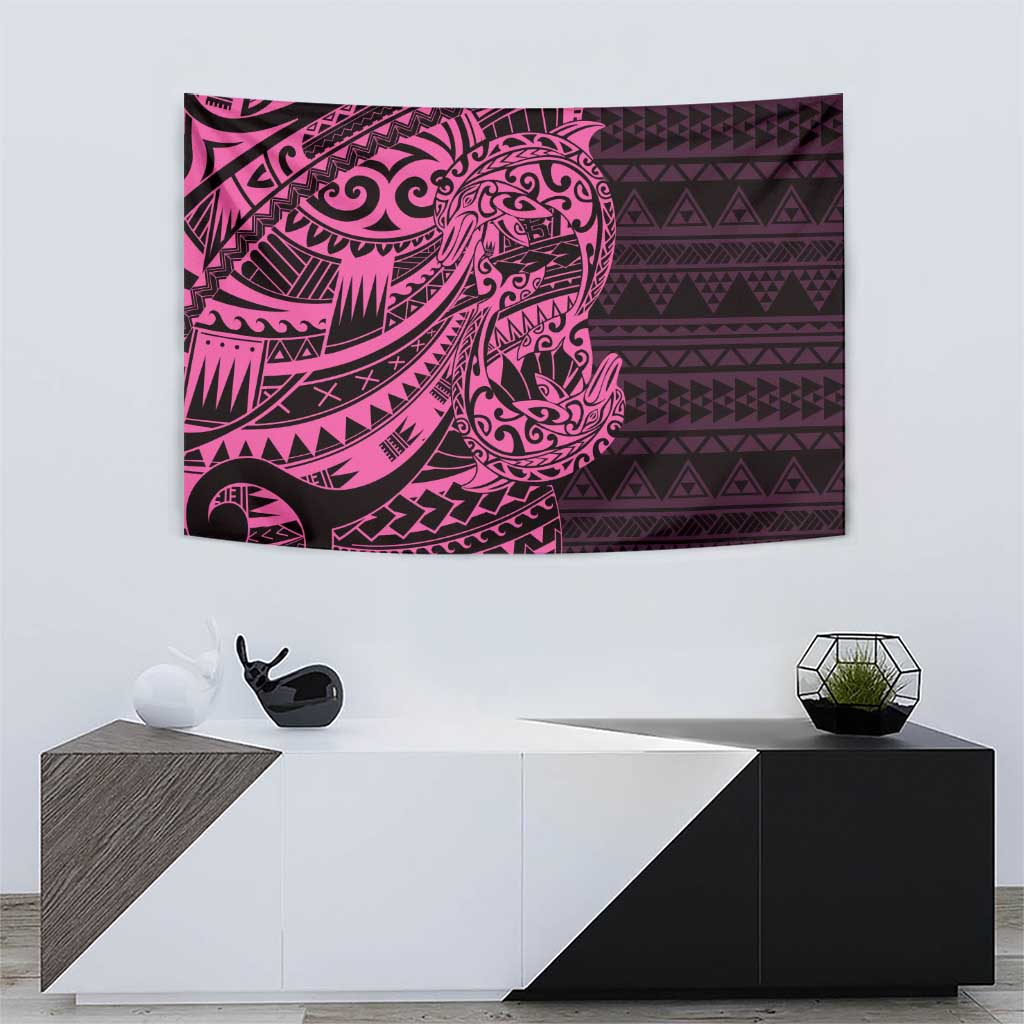Pink Couple Dolphins Maori Polynesian Style Tapestry