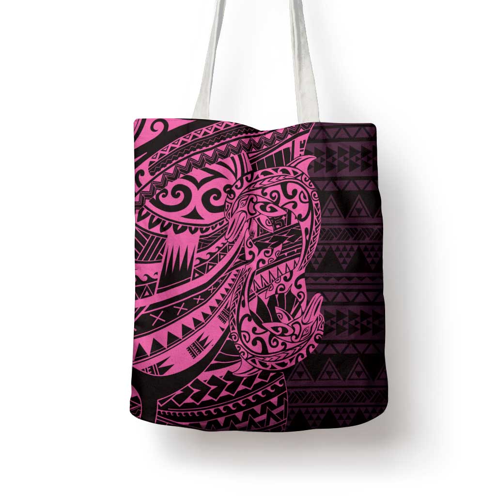Pink Couple Dolphins Maori Polynesian Style Tote Bag - Polynesian Pride
