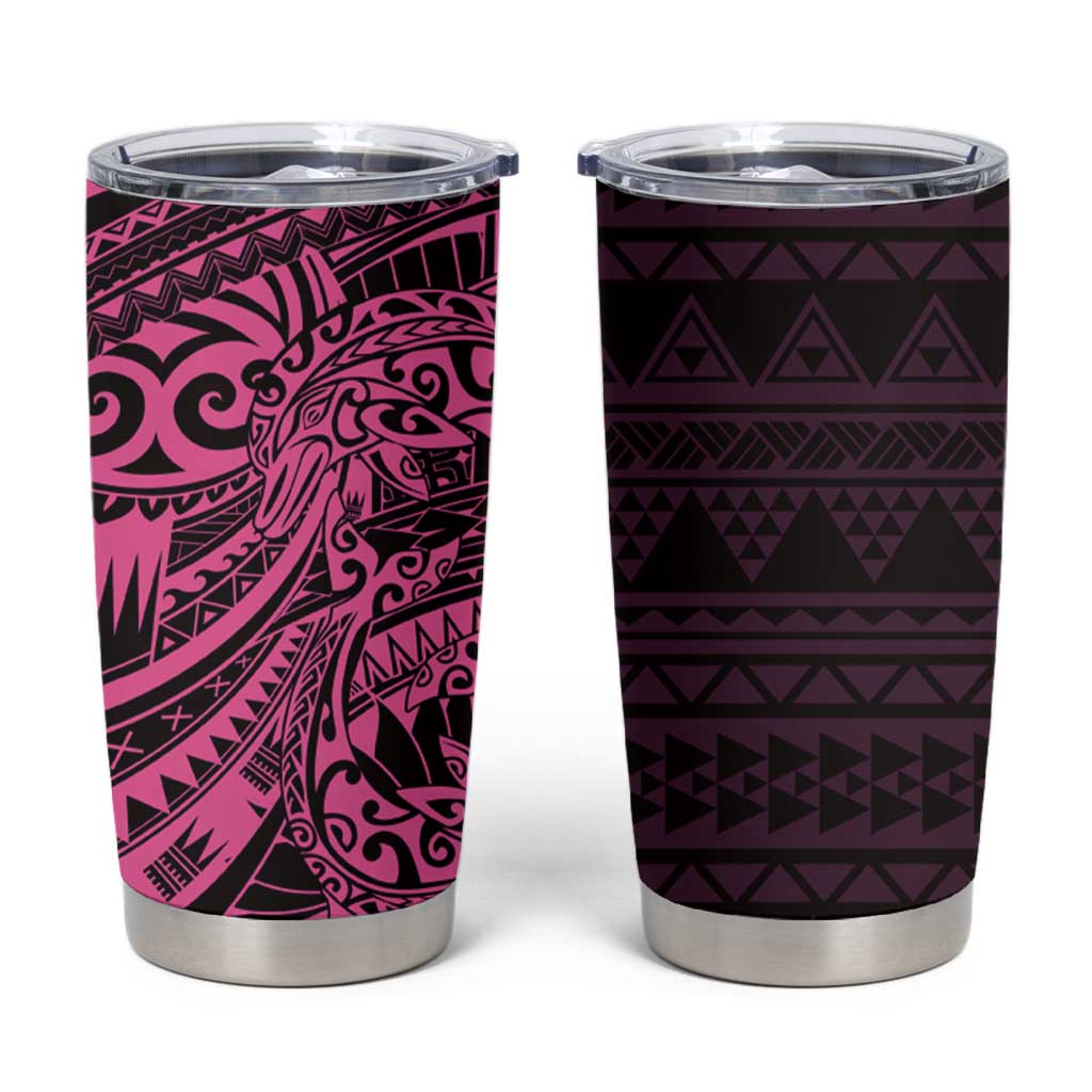 Pink Couple Dolphins Maori Polynesian Style Tumbler Cup