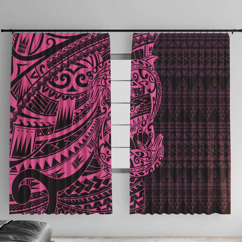 Pink Couple Dolphins Maori Polynesian Style Window Curtain