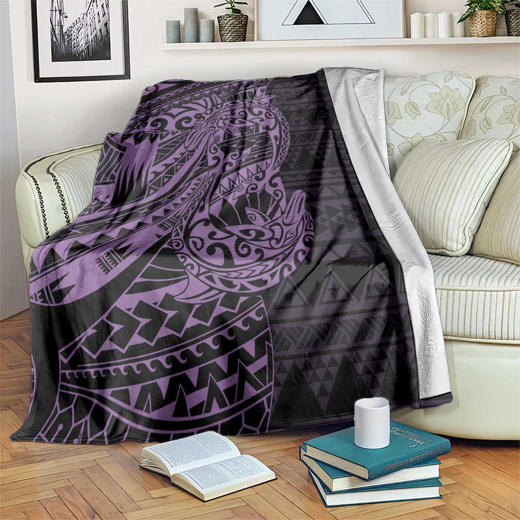 Purple Couple Dolphins Maori Polynesian Style Blanket