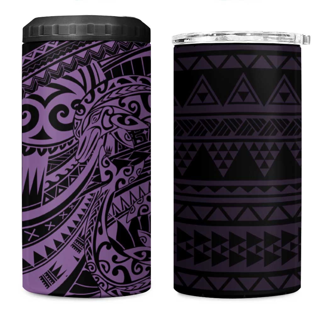 Purple Couple Dolphins Maori Polynesian Style 4 in 1 Can Cooler Tumbler