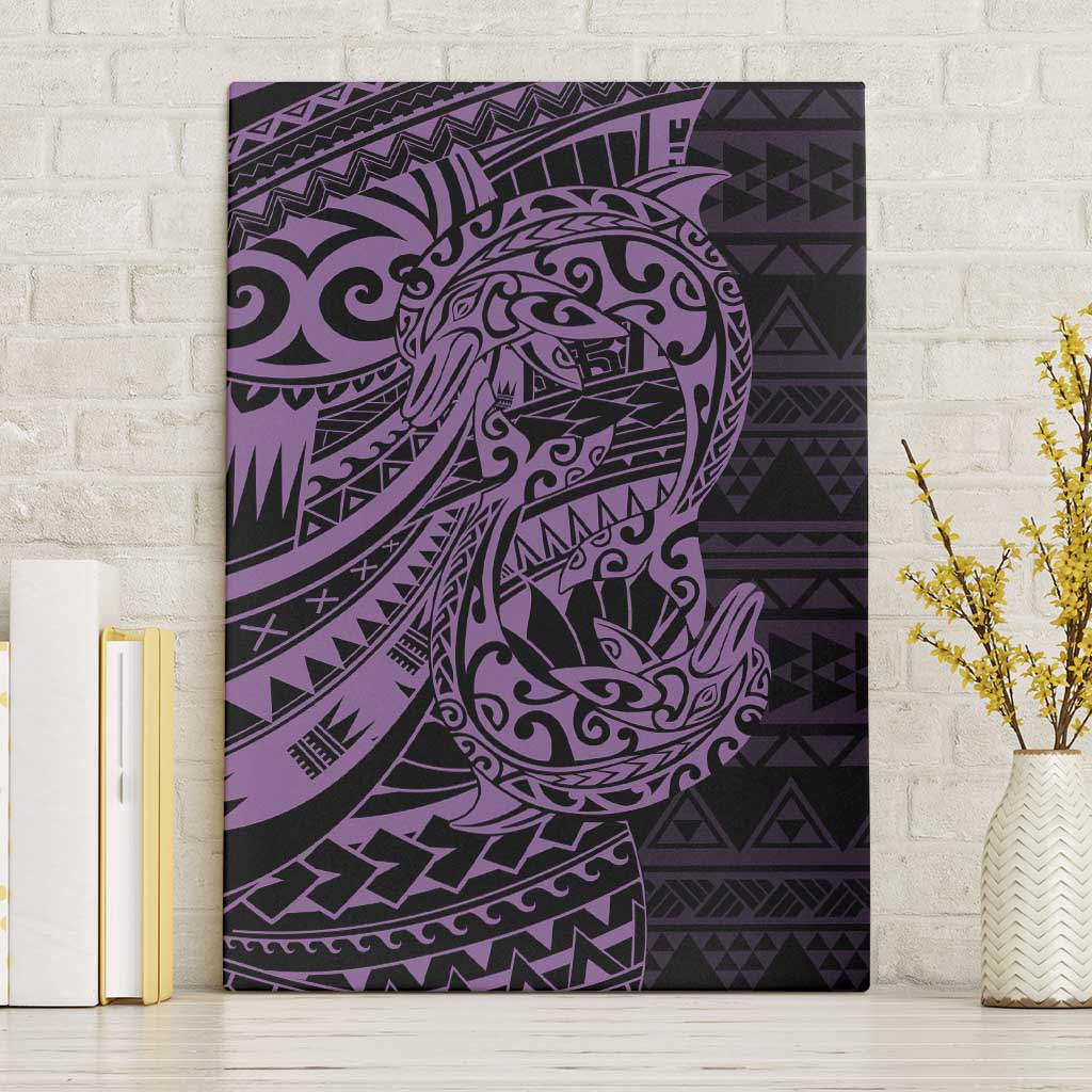 Purple Couple Dolphins Maori Polynesian Style Canvas Wall Art