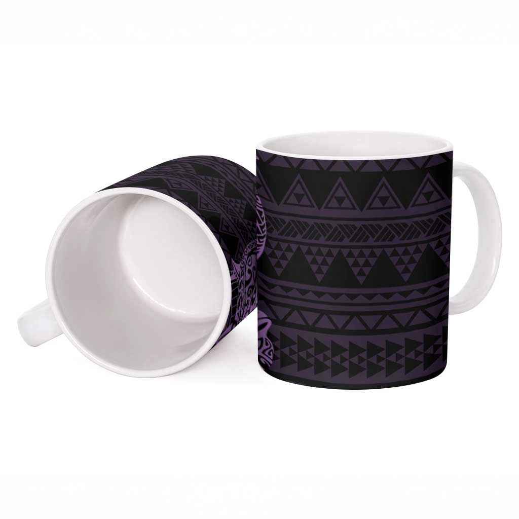Purple Couple Dolphins Maori Polynesian Style Ceramic Mug - Polynesian Pride