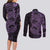 Purple Couple Dolphins Maori Polynesian Style Couples Matching Long Sleeve Bodycon Dress and Long Sleeve Button Shirt