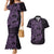 Purple Couple Dolphins Maori Polynesian Style Couples Matching Mermaid Dress and Hawaiian Shirt