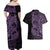 Purple Couple Dolphins Maori Polynesian Style Couples Matching Off Shoulder Maxi Dress and Hawaiian Shirt