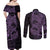 Purple Couple Dolphins Maori Polynesian Style Couples Matching Off Shoulder Maxi Dress and Long Sleeve Button Shirt