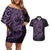 Purple Couple Dolphins Maori Polynesian Style Couples Matching Off Shoulder Short Dress and Hawaiian Shirt