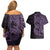 Purple Couple Dolphins Maori Polynesian Style Couples Matching Off Shoulder Short Dress and Hawaiian Shirt