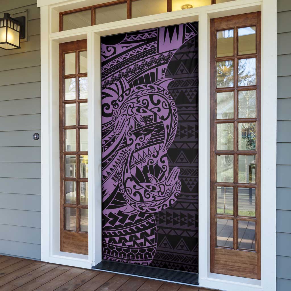 Purple Couple Dolphins Maori Polynesian Style Door Cover - Polynesian Pride