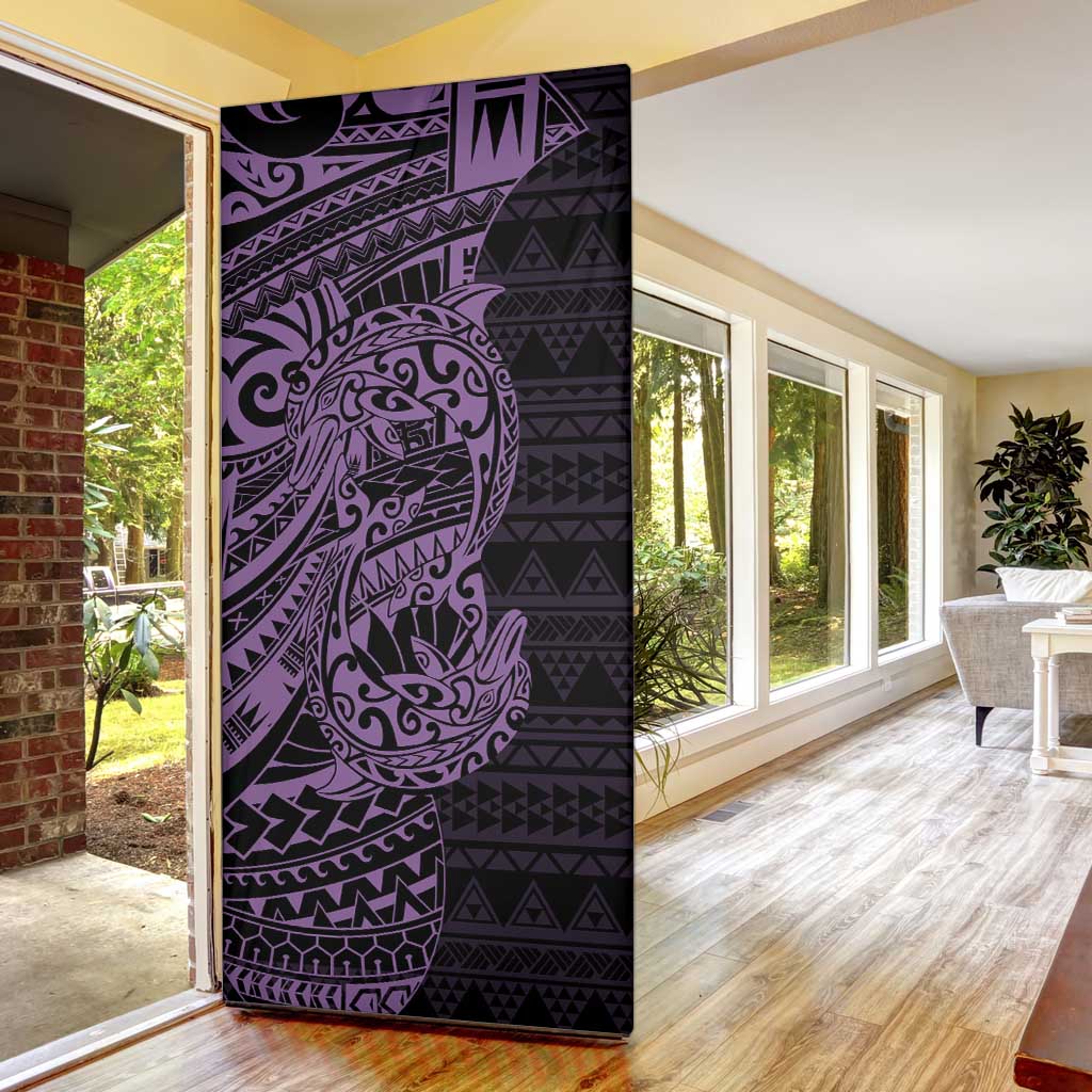 Purple Couple Dolphins Maori Polynesian Style Door Cover - Polynesian Pride