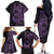 Purple Couple Dolphins Maori Polynesian Style Family Matching Off The Shoulder Long Sleeve Dress and Hawaiian Shirt