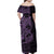 Purple Couple Dolphins Maori Polynesian Style Family Matching Off Shoulder Maxi Dress and Hawaiian Shirt