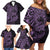 Purple Couple Dolphins Maori Polynesian Style Family Matching Off Shoulder Short Dress and Hawaiian Shirt